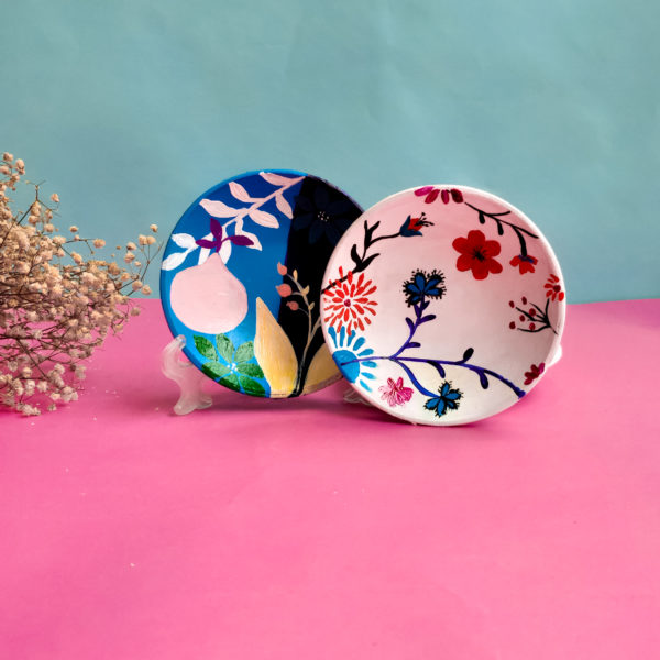 Set of Beautiful Hand-Painted Plates