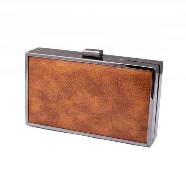 Brown Minaudiere Clutch Bag