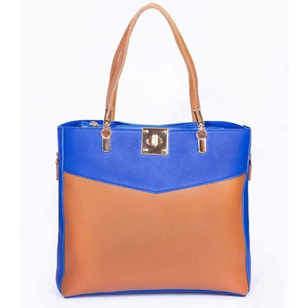 Two-Tone Double Strap Tote Bag