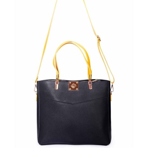 Black Double Strap Tote Bag