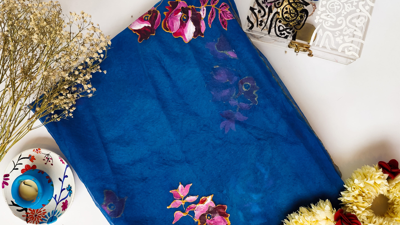 Dilaab – Blue Organza Dupatta