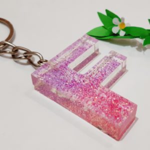 Resin Letter Keychain - F