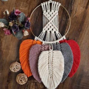 Macrame Leaf Hoops