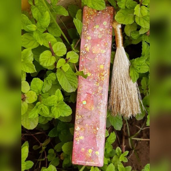 Pink flower petal bookmark
