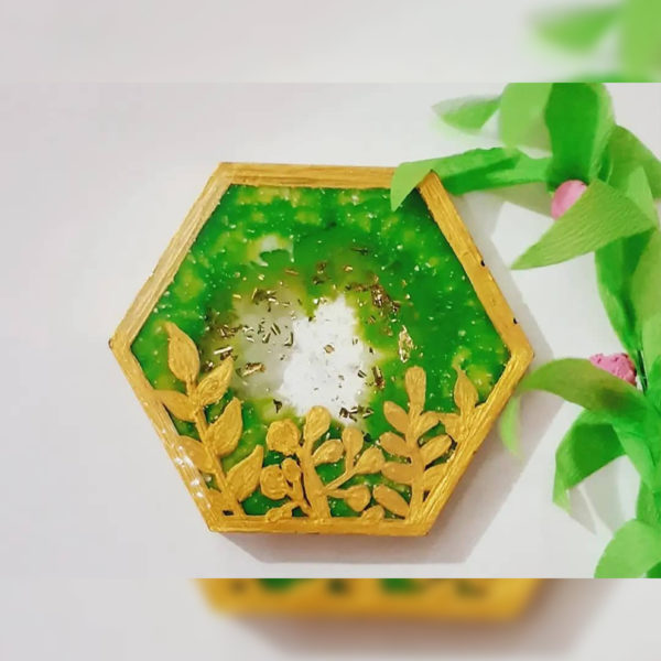 Resin Coaster - Green & Yellow