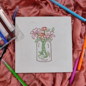 5×5 inches canvas with flower vase