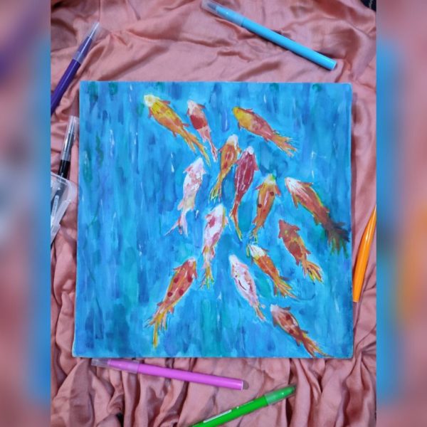 8×8 canvas made with watercolors