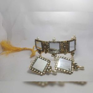 Hand crafted mirror work necklace
