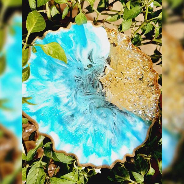Handmade colorful resin caoster