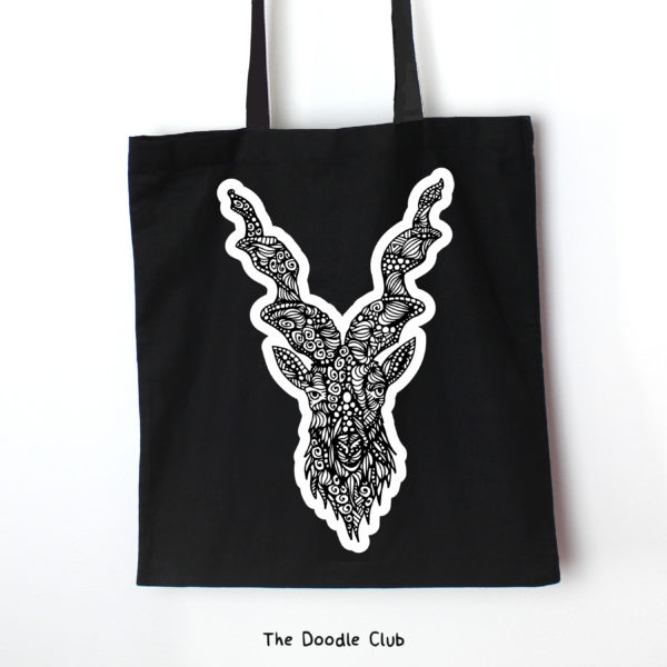 Markhor Doodle Black Totebag